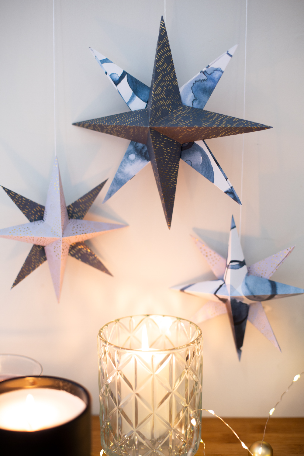 Geometric Paper Star Lanterns for a Modern Christmas Vignette — Christmas Crafts for Adults