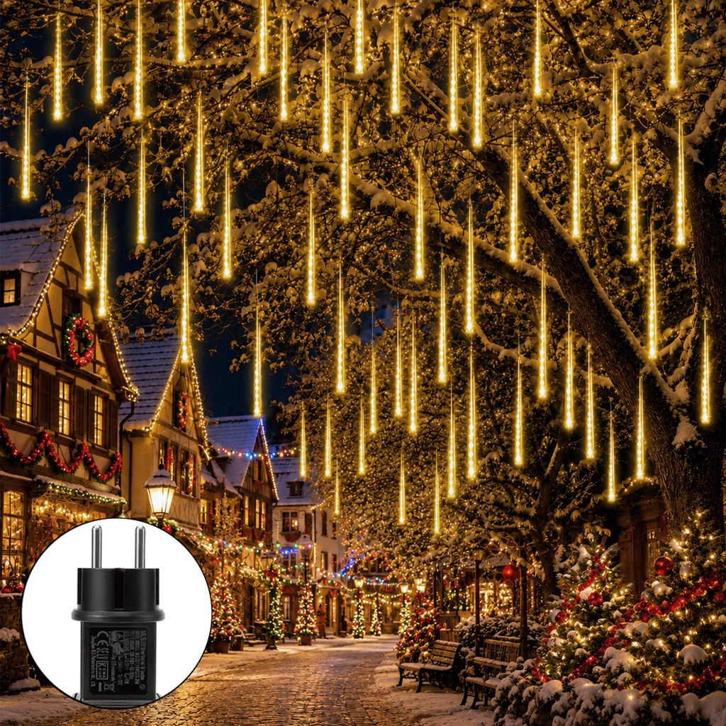 Magical Street Scene with Cascading Tree Lights Magical Street Scene with Cascading Tree Lights — Icicle Christmas Lights