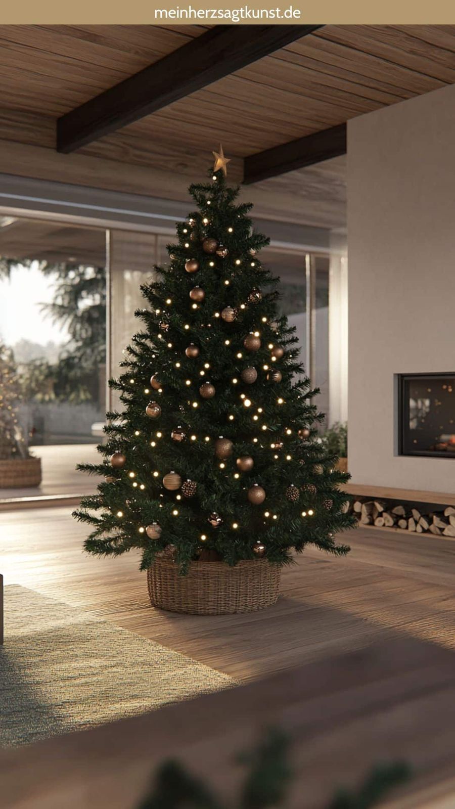 Modern Gold and Warm White Tree with Natural Elements — Christmas Tree Color Schemes