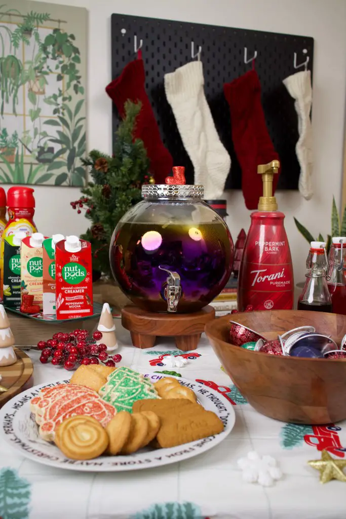 Modern Hot Cocoa Bar with Large Beverage Dispenser — Christmas Hot Cocoa Bar
