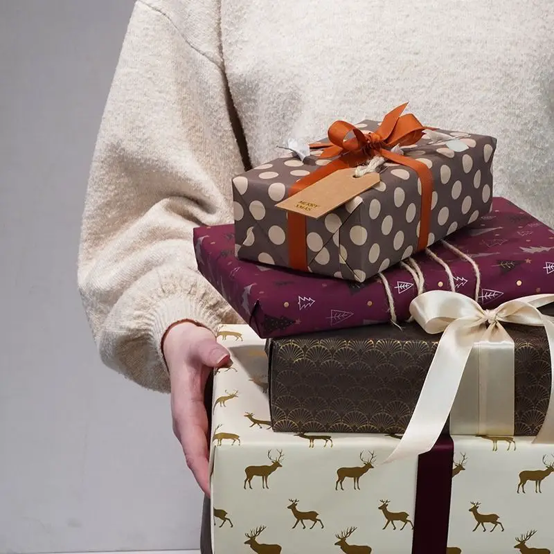 Varied Festive Gift Stacks — Christmas Gift Wrapping