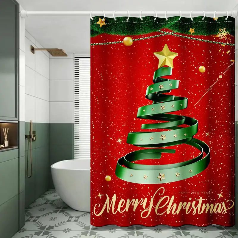 Cheerful Christmas Tree Shower Curtain — Christmas Bathroom Decor