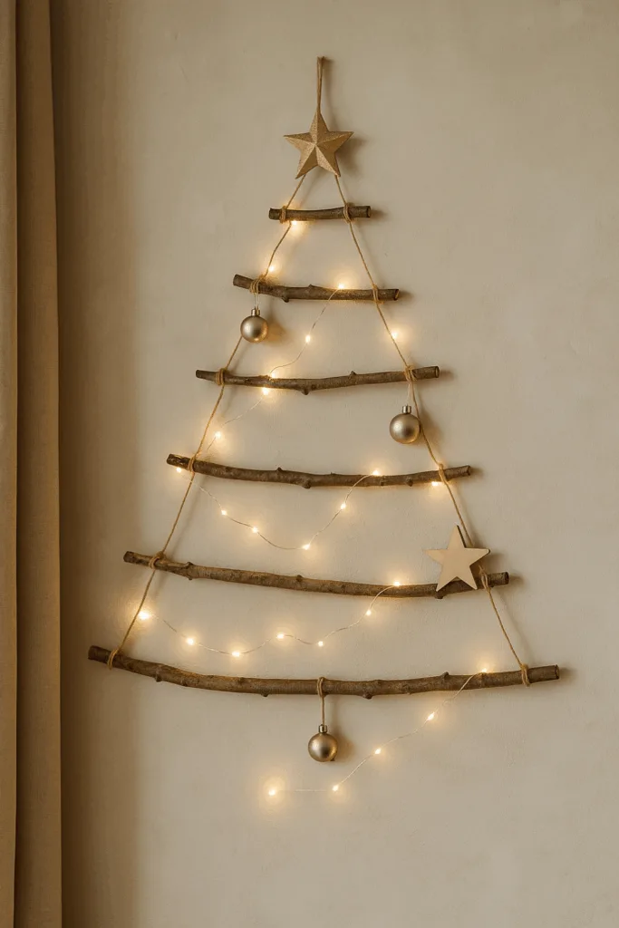 Minimalist Natural Branch Wall Tree — Alternative Christmas Trees