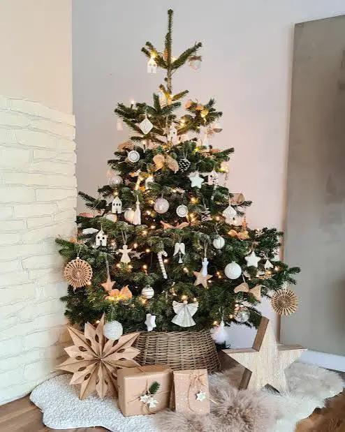 Boho Neutral Christmas Tree with Woven Accents