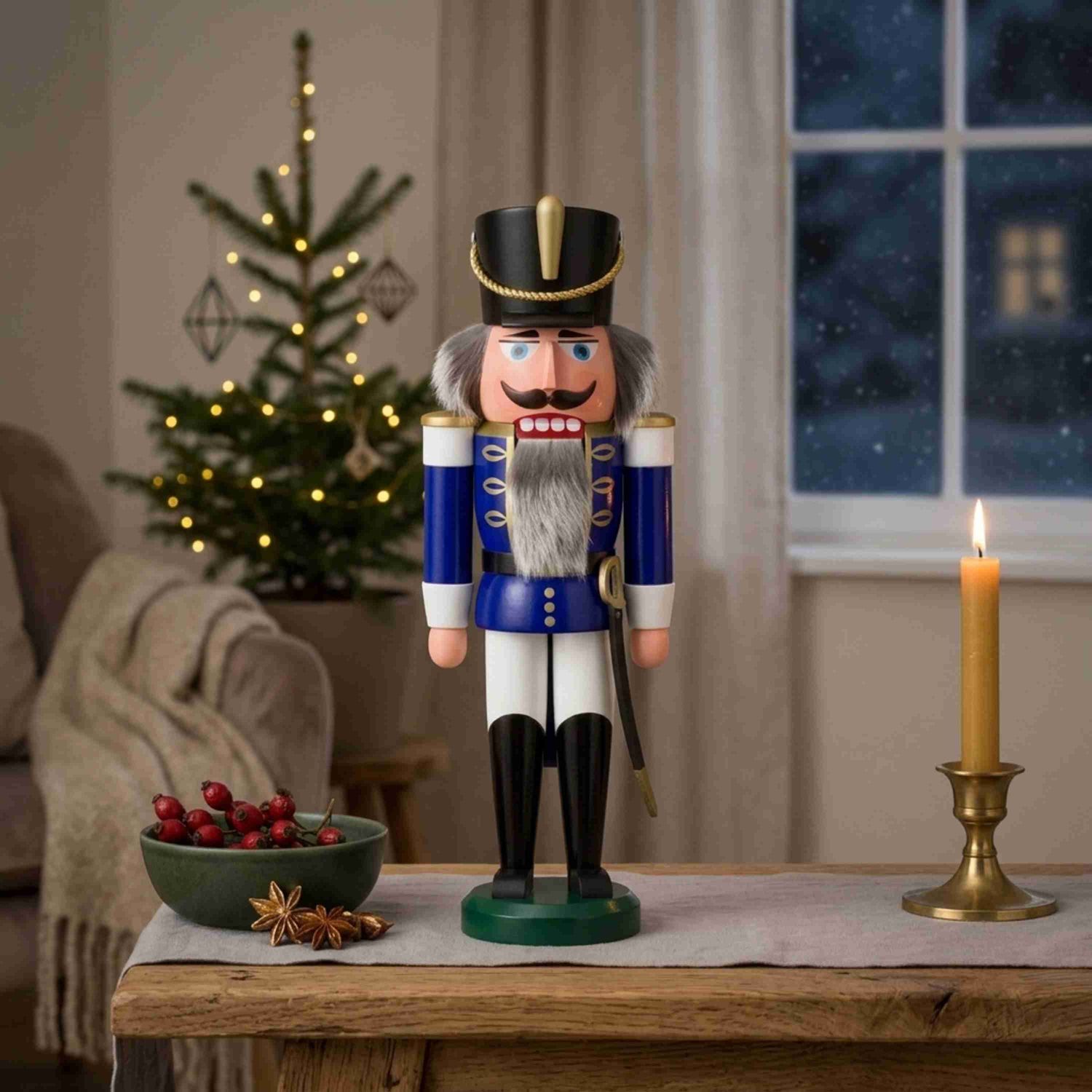 Cozy Traditional Nutcracker Vignette with Candlelight — Nutcracker Christmas Decor