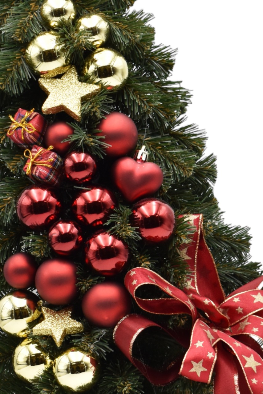 Small Christmas Tree with Abundant Red Baubles and Gold Stars Small Christmas Tree with Abundant Red Baubles and Gold Stars — Red and Gold Christmas Tree