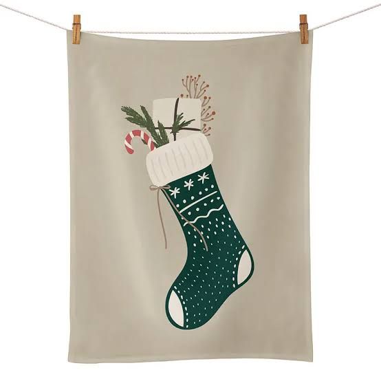 Festive Cotton Kitchen Towel with Christmas Stocking Design Festive Cotton Kitchen Towel with Christmas Stocking Design — Christmas Kitchen Decor