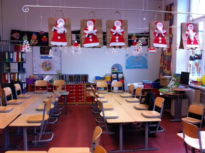 Hanging Santa Bags as Festive Classroom Decor Hanging Santa Bags as Festive Classroom Decor — Christmas Classroom Decor