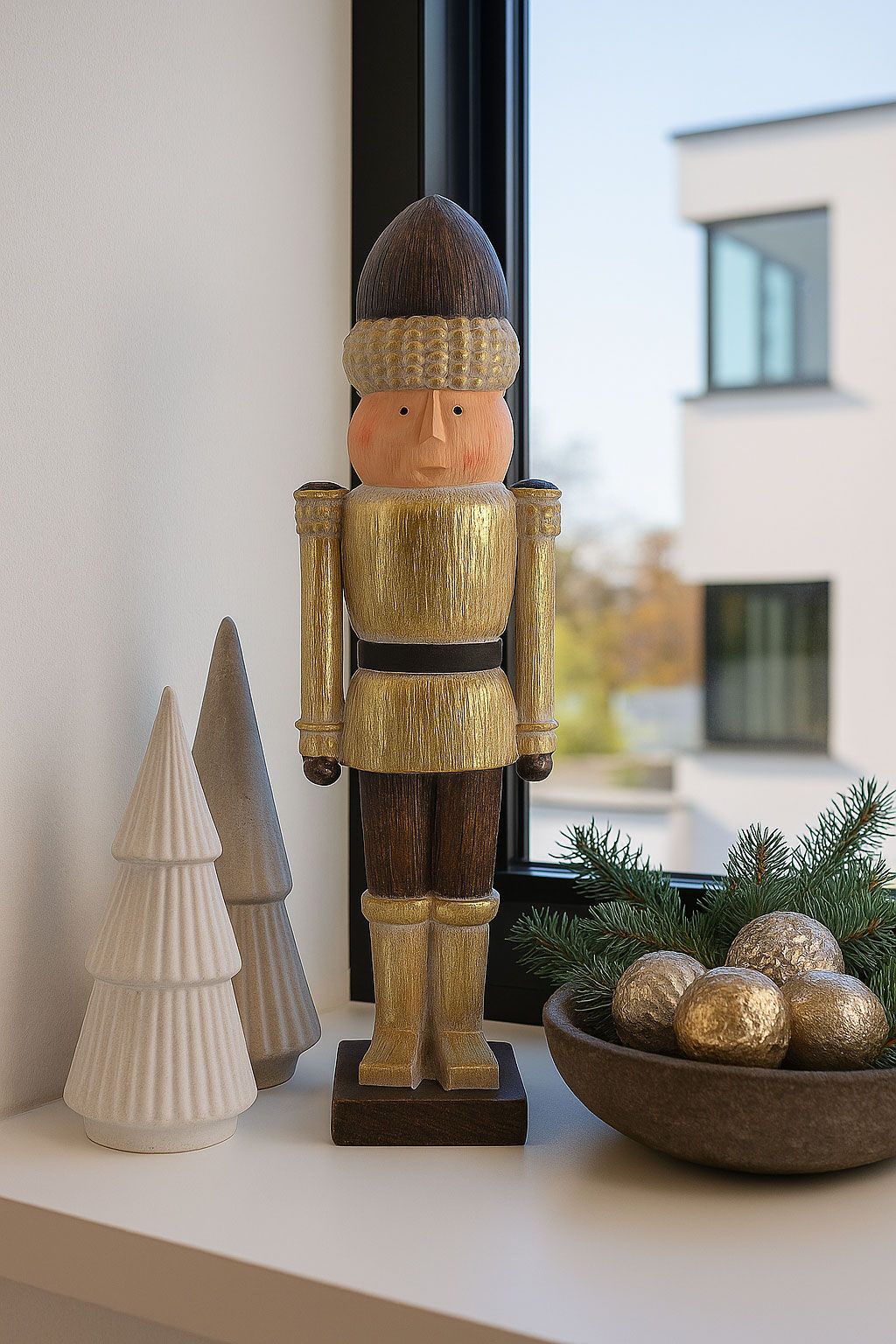Modern Scandi Nutcracker on a Windowsill — Nutcracker Display