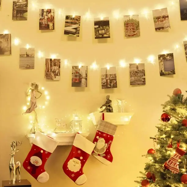 Eclectic Photo Wall — Christmas Fairy Lights Wall