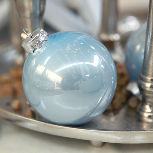 Shimmering Blue Glass Christmas Bauble Detail Shimmering Blue Glass Christmas Bauble Detail — Christmas Party Decor