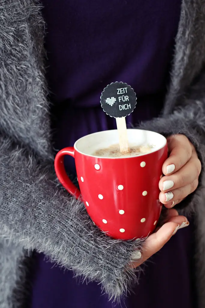 Cozy Hot Chocolate Moment with Polka Dot Mug — Christmas Hot Cocoa Bar