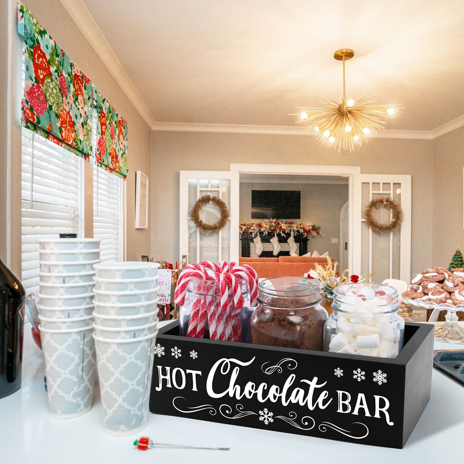 Farmhouse Hot Chocolate Bar Organizer Box — Christmas Hot Cocoa Bar