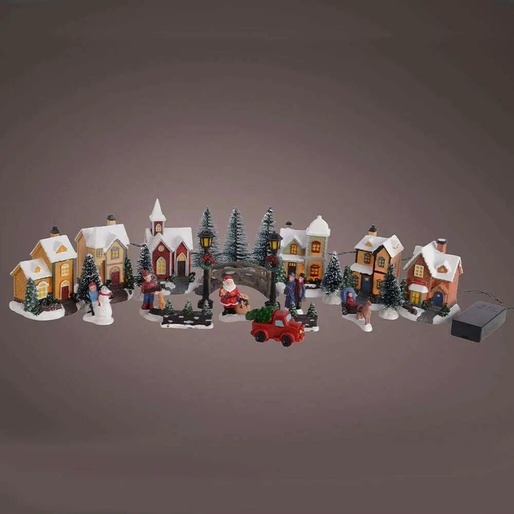 Extensive Christmas Village Set with Santa and Red Truck — Christmas Village Display