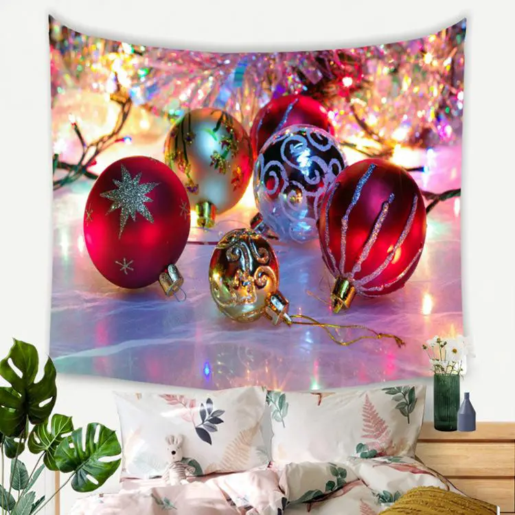 Vibrant Christmas Ornament Tapestry — Christmas Wall Decor
