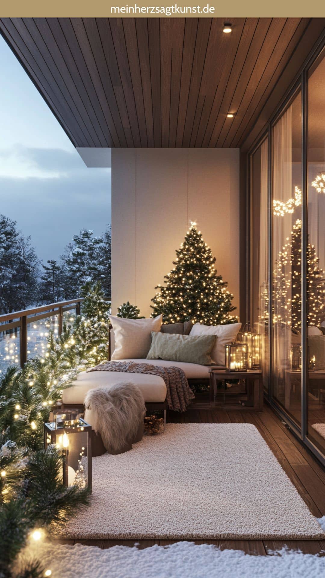 12 einfache und geniale Ideen, um Terrasse und Balkon winterlich zu dekorieren - Mein Herz sagt Kunst