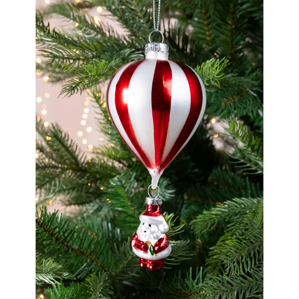 Glass Balloon Ornament with Santa Figure Glass Balloon Ornament with Santa Figure — Red and White Christmas Tree