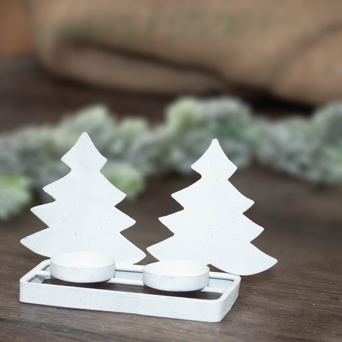 Modern Rustic White Metal Christmas Tree Candle Holders Modern Rustic White Metal Christmas Tree Candle Holders — Dollar Tree Christmas Decor