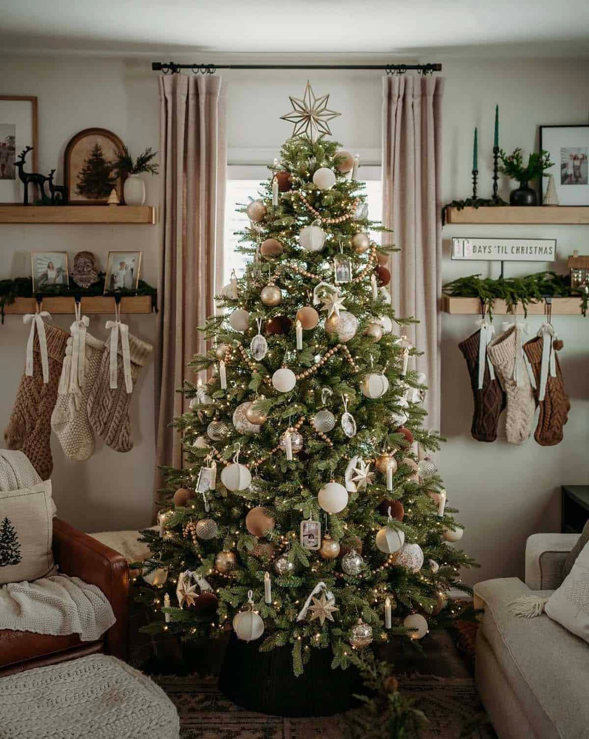 Tree As Focal Point Shelving Nearby Visual Idea — Elegant Christmas Tree