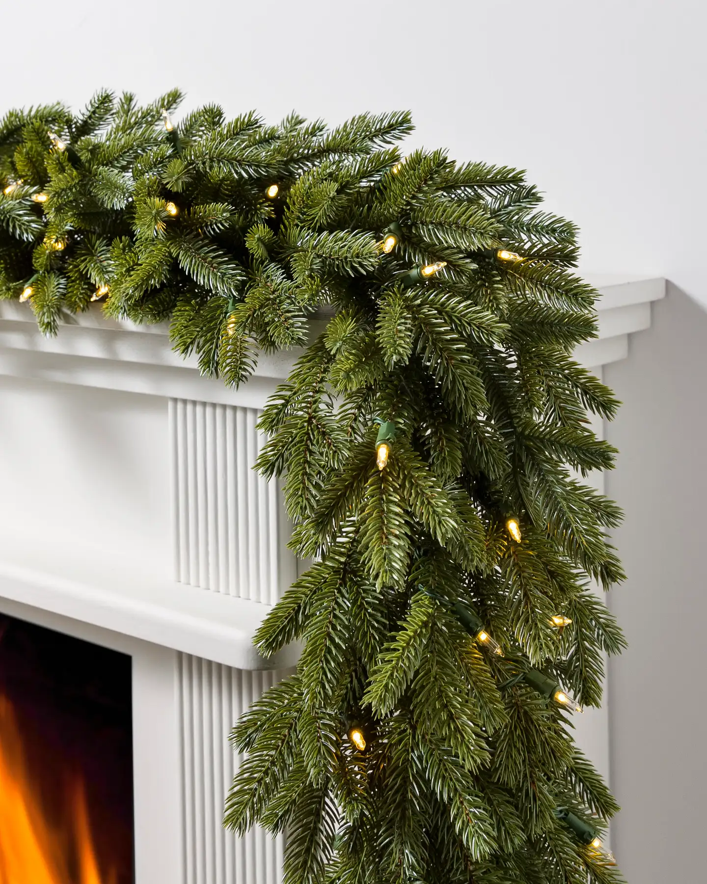 Lush Pre-Lit Artificial Pine Garland with Integrated Warm White Lights — Christmas Garland