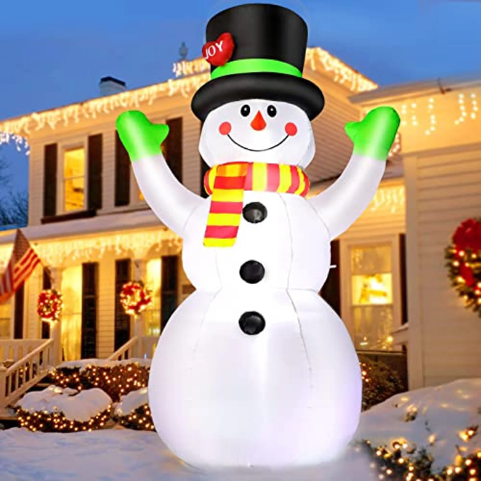 Oversized Inflatable Snowman in Yard Display — Christmas Yard Decor