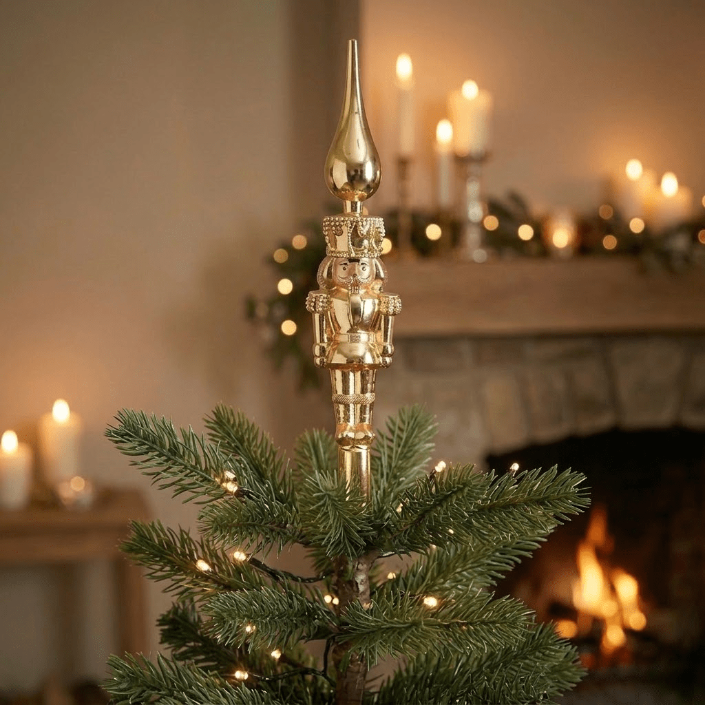 Christbaumspitze Nussknacker Gold 30,5 cm - Festliche Deko – Amiras Zauber