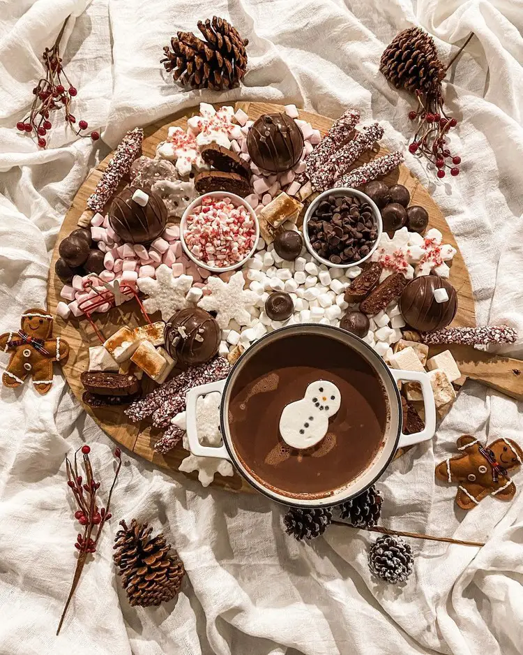 Festive Hot Cocoa Charcuterie Board Display — Christmas Hot Cocoa Bar