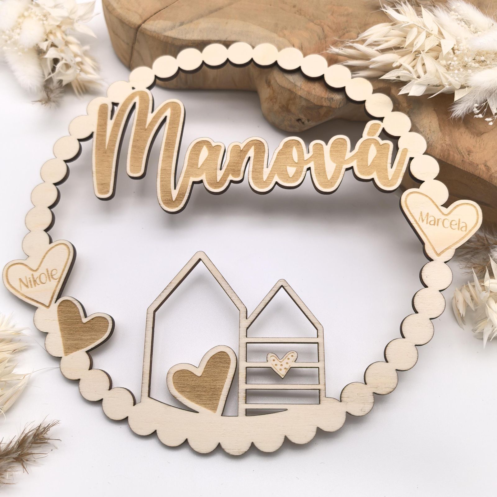 Personalized Hygge Wooden Wreath for Entryway Decor Personalized Hygge Wooden Wreath for Entryway Decor — Hygge Home Decor