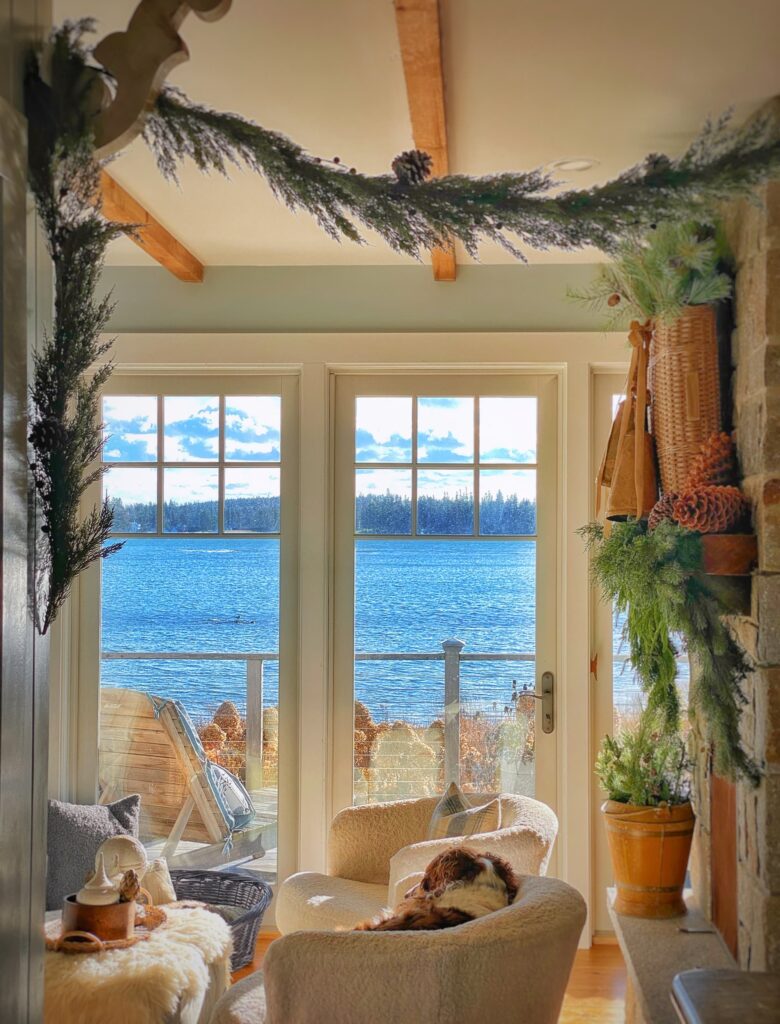 A Natural Coastal Maine Holiday Living Room - Molly in Maine