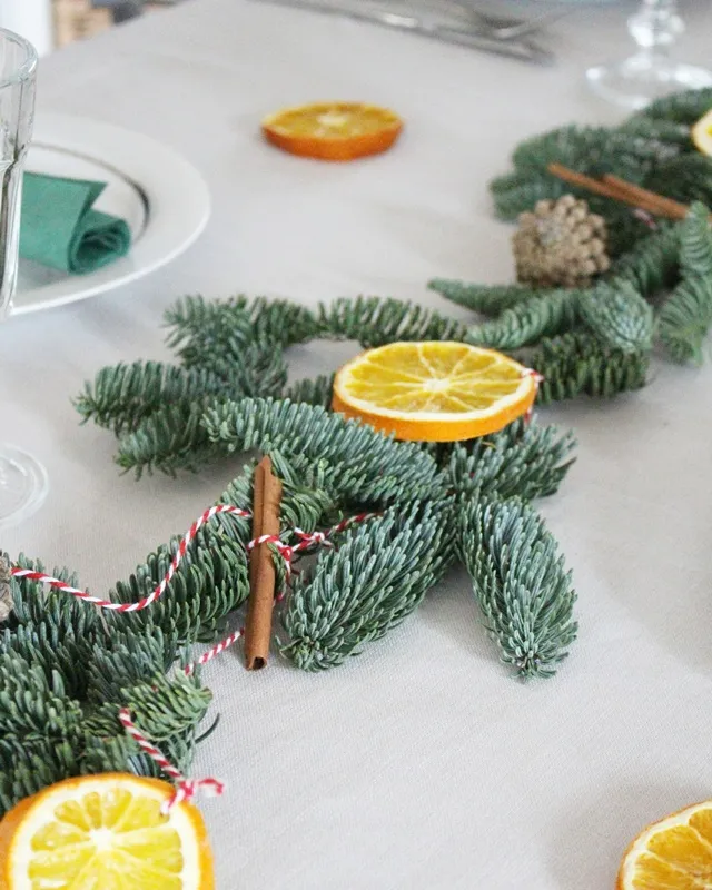 DIY Fresh Pine Garland with Dried Oranges and Cinnamon Sticks — Christmas Garland
