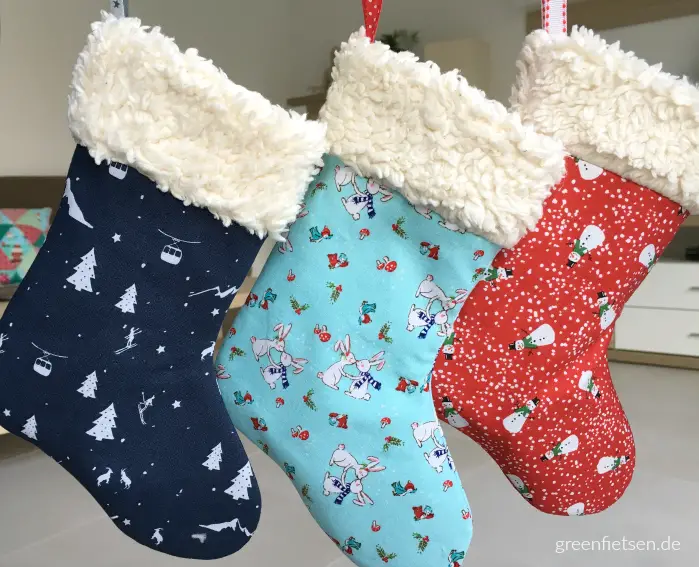 Winter Theme Stockings with Ski and Bunny Motifs — Christmas Stockings Display