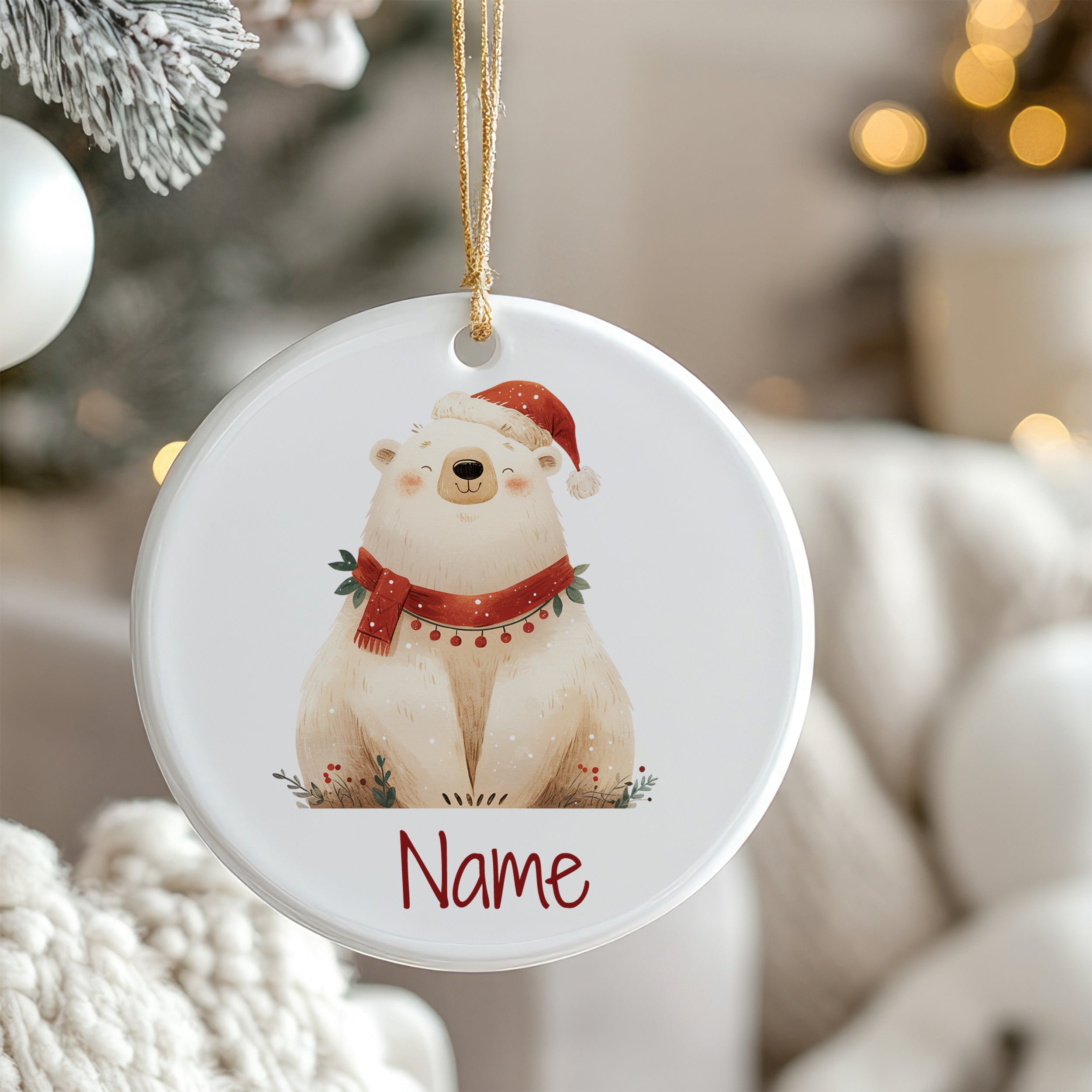 Whimsical Polar Bear Ornament with Festive Details — Ornament Christmas Tree