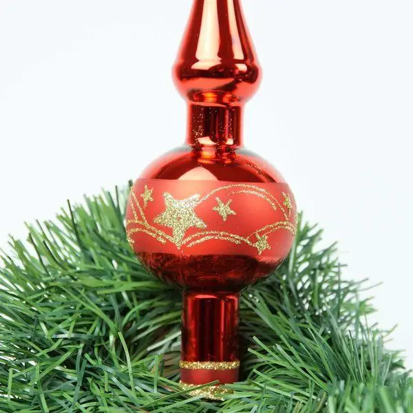 Traditional Red Glass Topper with Gold Stars Traditional Red Glass Topper with Gold Stars — Christmas Tree Topper