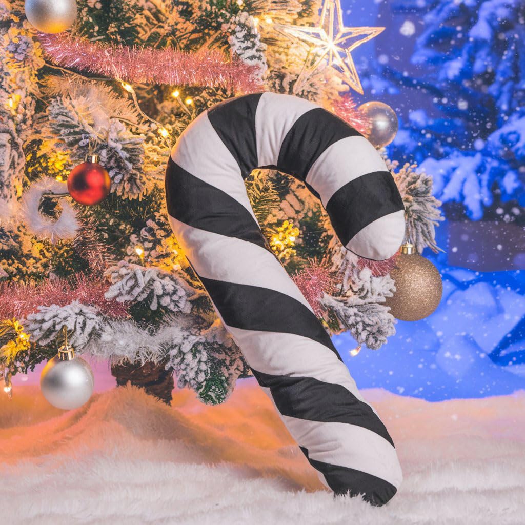 Cozy Velvet Candy Cane Shaped Pillow — Candy Cane Christmas Tree