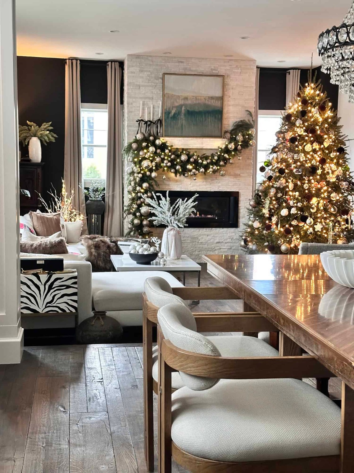Grand Christmas Tree as Focal Point in Open-Plan Space — Modern Christmas Decor