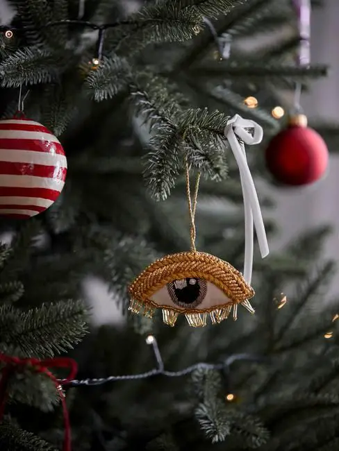 Eclectic Christmas Tree Ornaments: Beaded Eye Detail — Christmas Tree Trends 2026