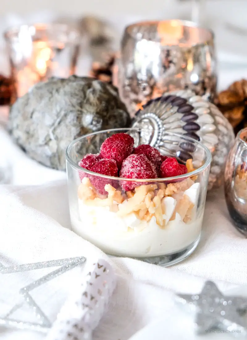 Elegant Frosted Berry Dessert with Silver Accents — Christmas Dessert Table