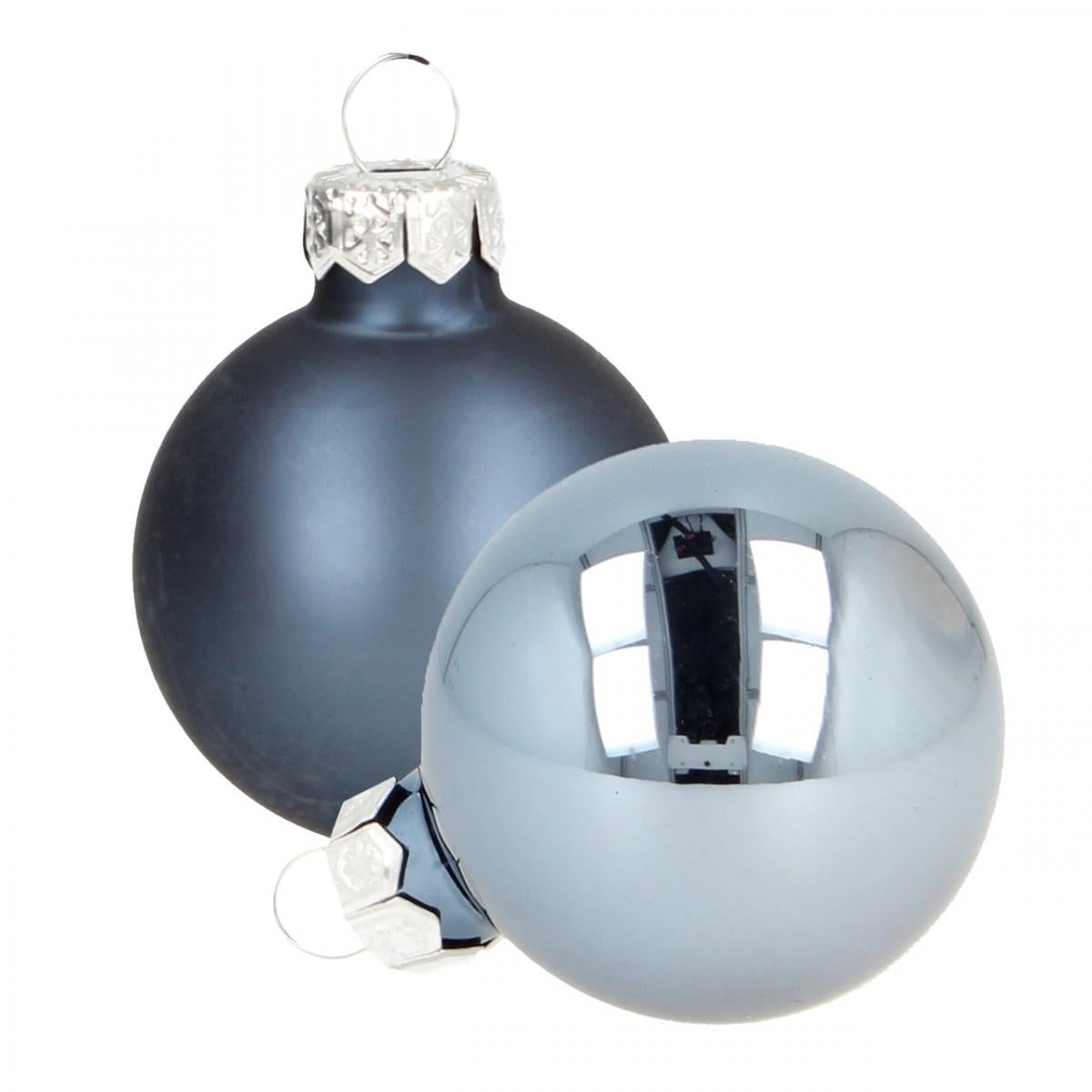 Assorted Silver Ornaments with Mixed Finishes — Blue and Silver Christmas Tree