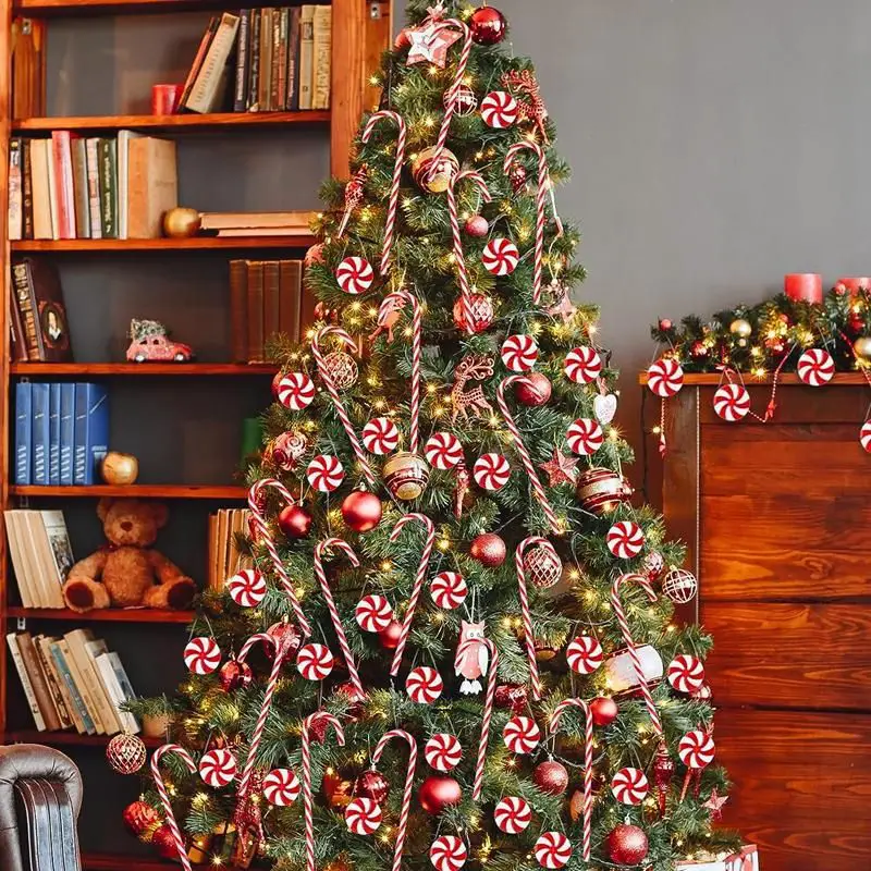 Abundant Candy Cane Ornaments on a Christmas Tree Abundant Candy Cane Ornaments on a Christmas Tree — Candy Cane Christmas Decor
