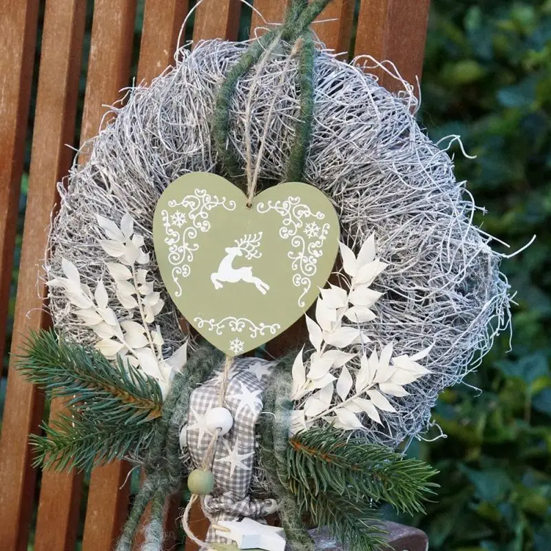 Rustic Twig Wreath with Wooden Heart Ornament Rustic Twig Wreath with Wooden Heart Ornament — DIY Christmas Wreath
