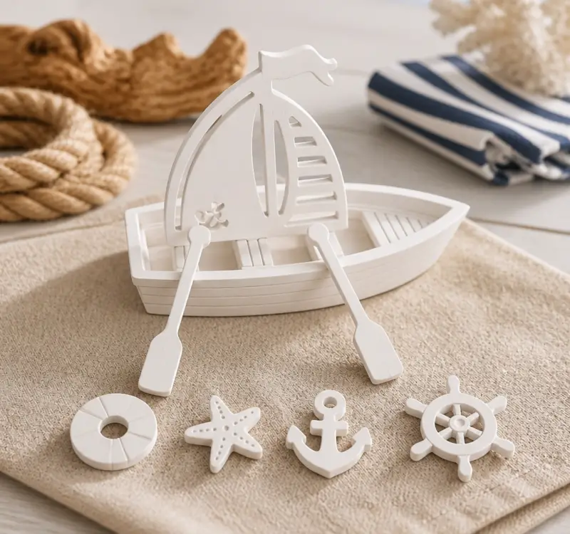 Coastal Christmas Table Centerpiece with Beach Elements Coastal Christmas Table Centerpiece with Beach Elements — Coastal Christmas Decor
