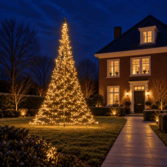 Towering Cone of Lights Dominates Front Yard Towering Cone of Lights Dominates Front Yard — Christmas Tree Lights