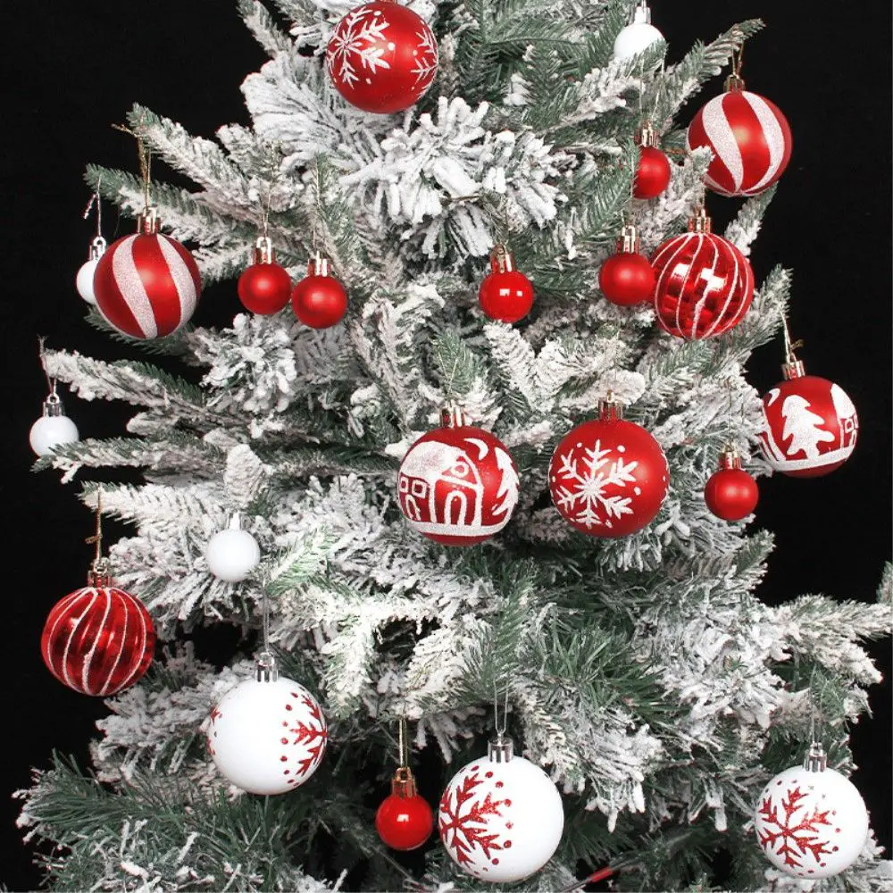 Striped and Patterned Red and White Baubles Striped and Patterned Red and White Baubles — Red and White Christmas Tree