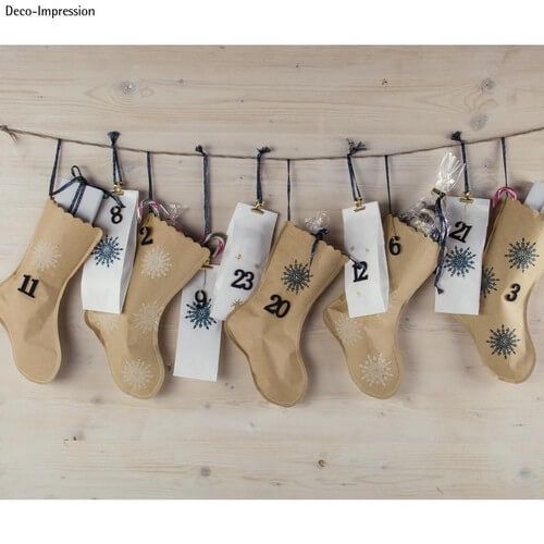 Rustic Kraft Paper Stockings as an Advent Calendar — Christmas Stockings Display