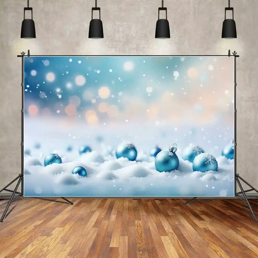 Winter Wonderland Photobooth Backdrop with Bokeh Lights — Christmas Party Backdrop