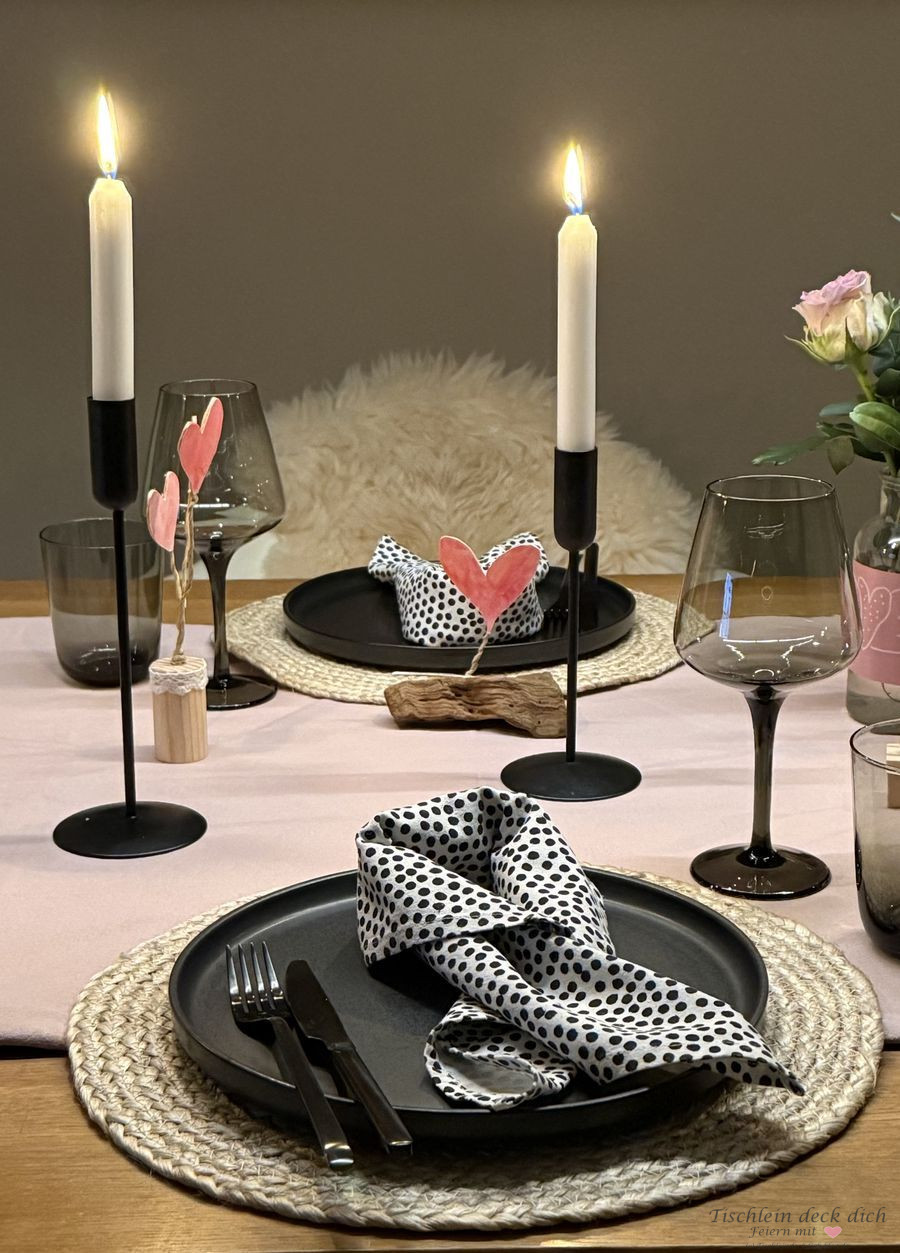 Minimalist Table Setting with Blush Pink Accents Minimalist Table Setting with Blush Pink Accents — New Years Eve Date Night at Home