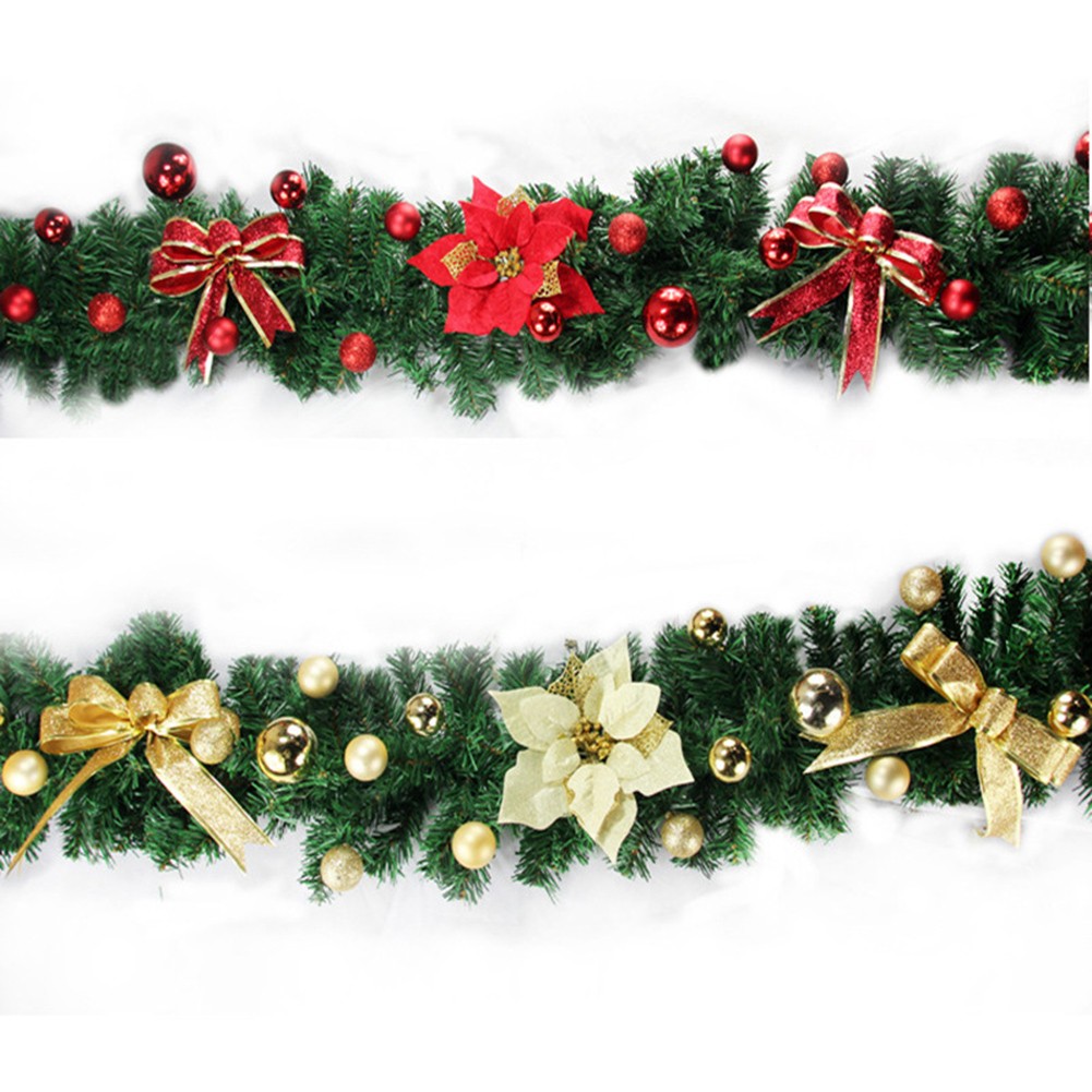 Two Artificial Garlands: Red Bows vs. Gold Bows — Christmas Garland