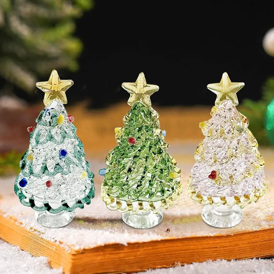 Delicate Glass Trees with Golden Stars — Tabletop Christmas Tree Decor