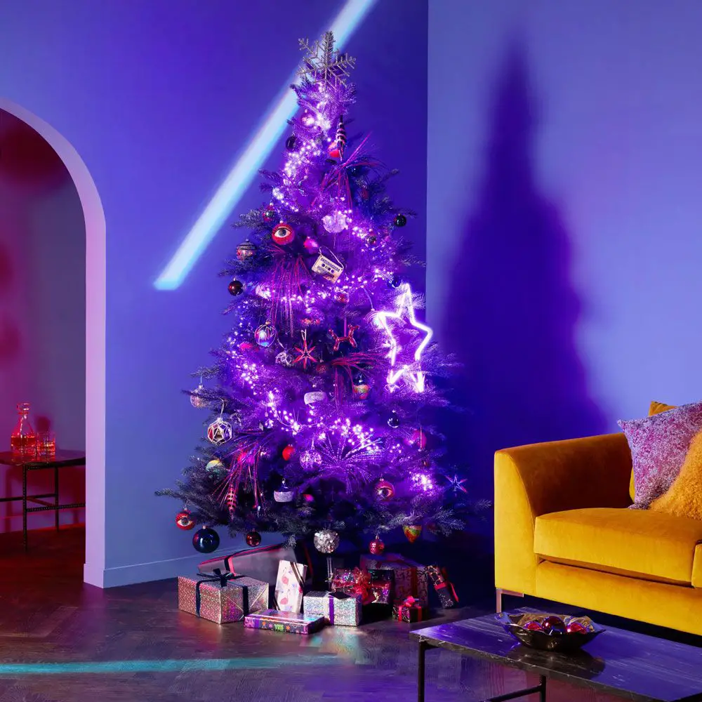 Eclectic Living Room with Purple Fairy Lights and Neon Star Eclectic Living Room with Purple Fairy Lights and Neon Star — Christmas Fairy Lights Living Room