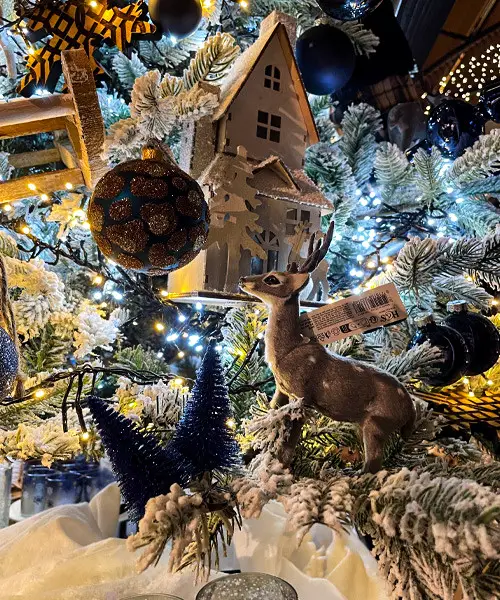 Whimsical Rustic Tree with Miniature House — Christmas Tree Trends